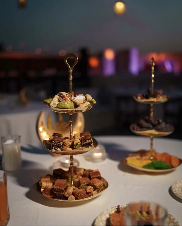 Dessert and tea served at dinner